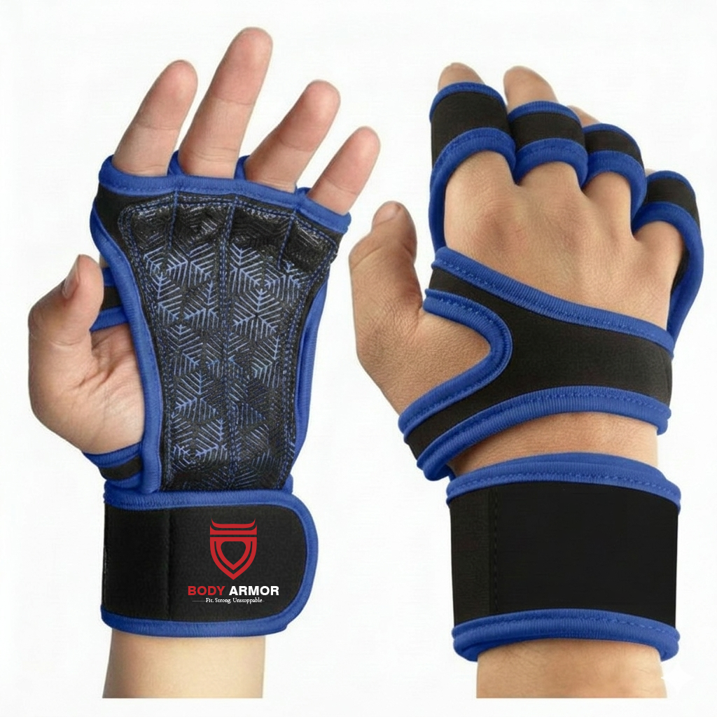 Body Armor Short Weightlifting Gym Gloves (Blue)