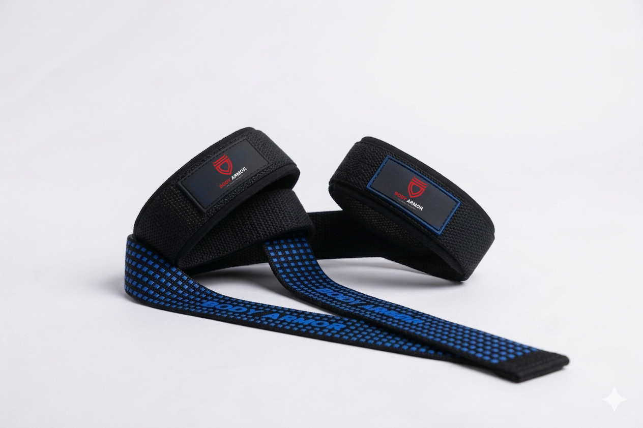Body Armor Gym Weight Lifting Straps (Blue)