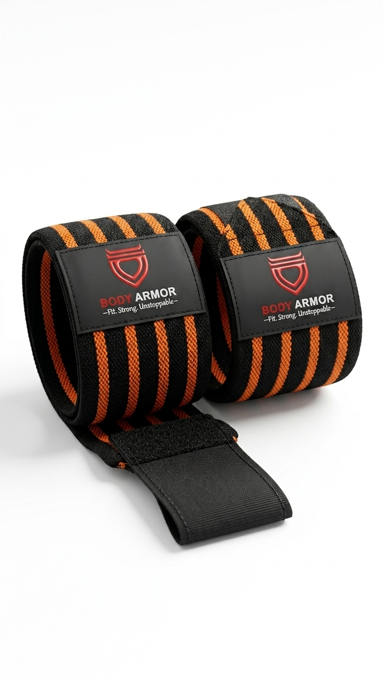 Body Armor Knee Wraps (Orange Lines)