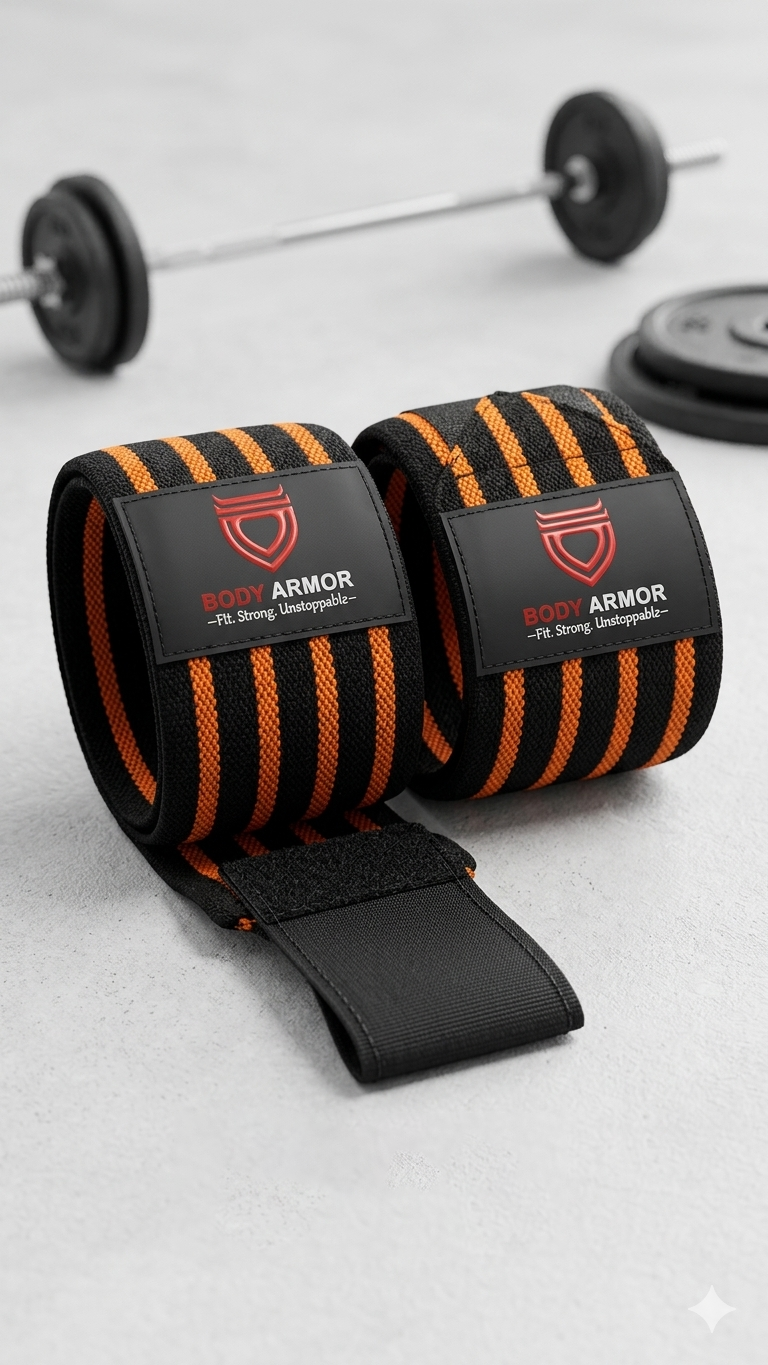 Body Armor Knee Wraps (Orange Lines)