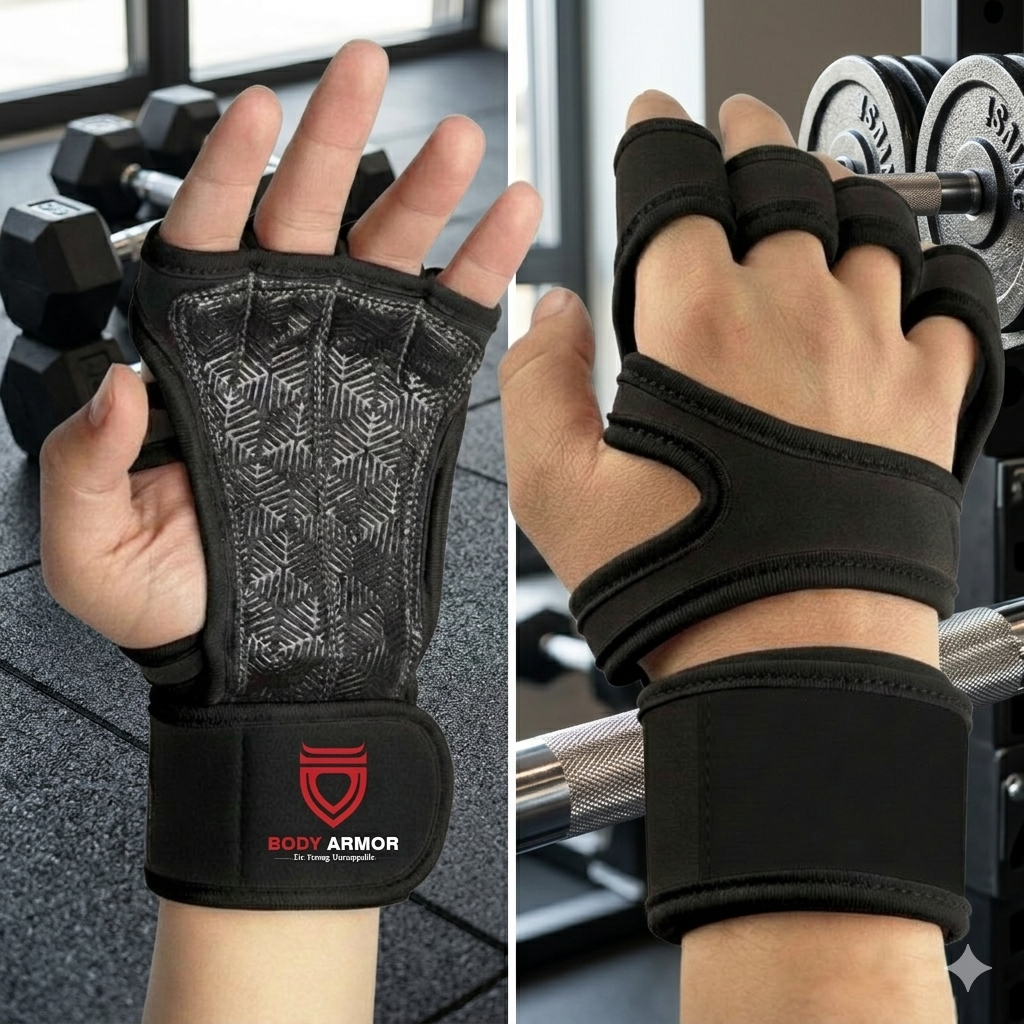 Body Armor Short Weightlifting Gym Gloves (Black)