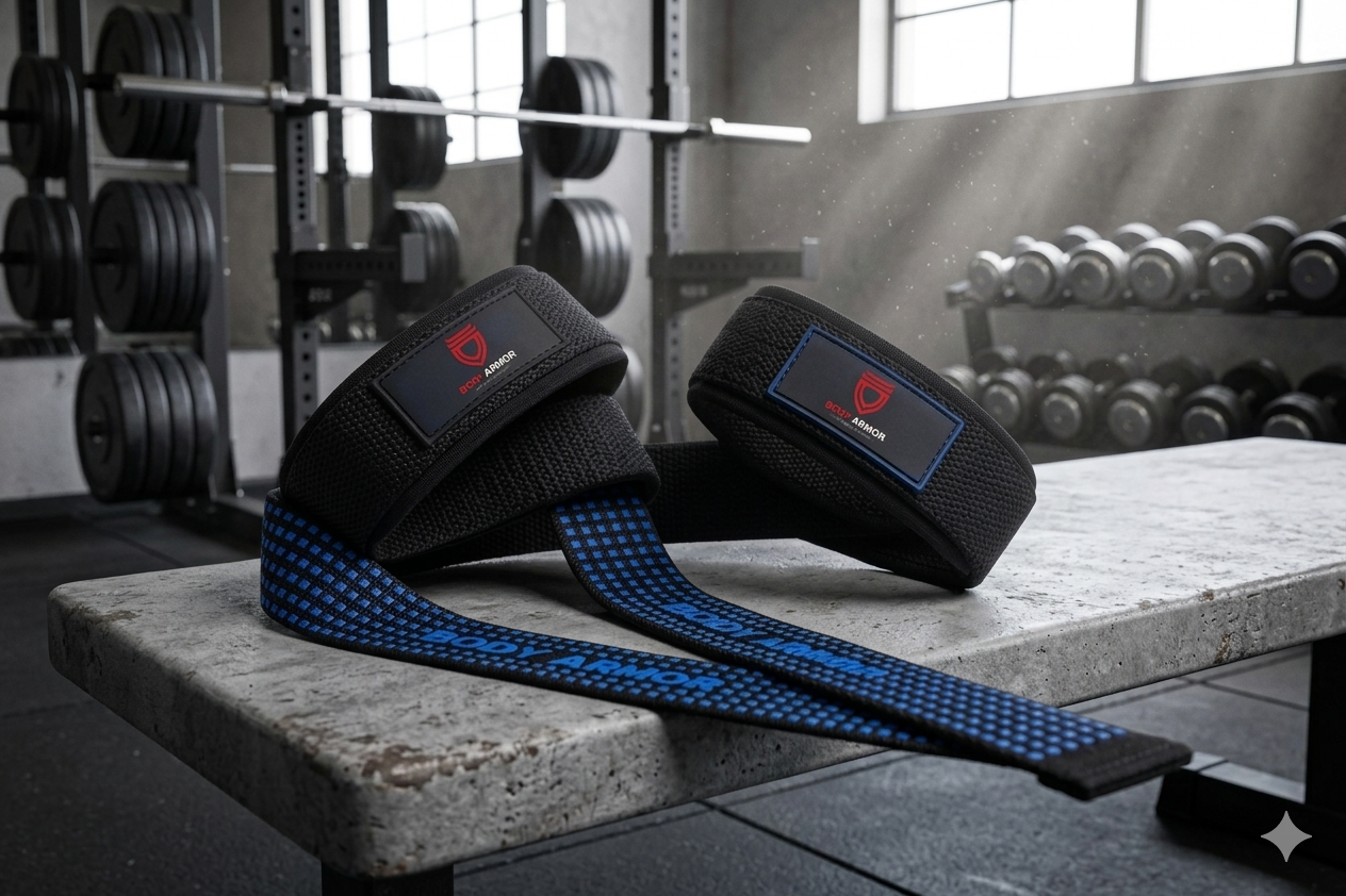 Body Armor Gym Weight Lifting Straps (Blue)