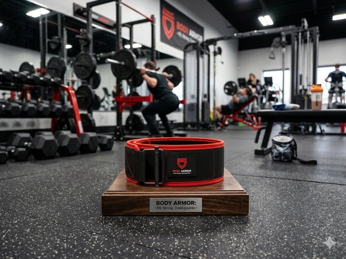 Body Armor Nylon Weight Lifting Belt (Red)